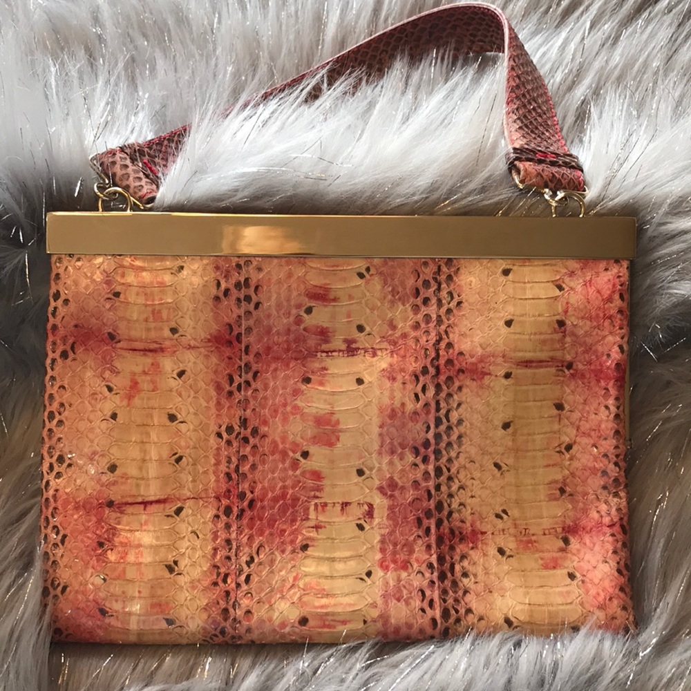 Salvatore Ferragamo Python Skin Frame Clutch - image 2